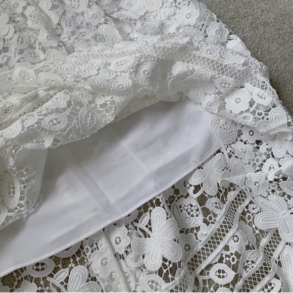 Self Portrait White Guipure Floral Lace Midi Dress - Picture 9 of 16